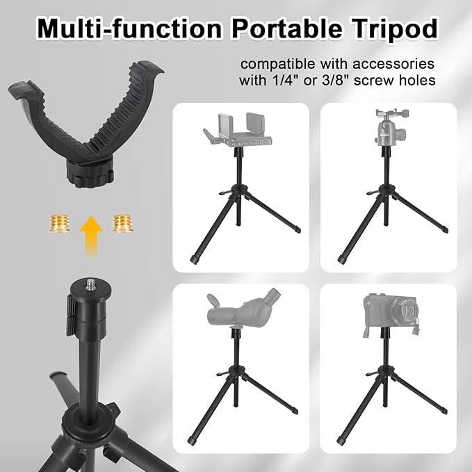 HUNTPAL Gun Rest Rifle Stand Tripod Shooting Stick for Range Table Bench Shooting Practice, Portable Adjustable Compact Aluminum Construction Gun Holder with 360° Swivel V Yoke Head