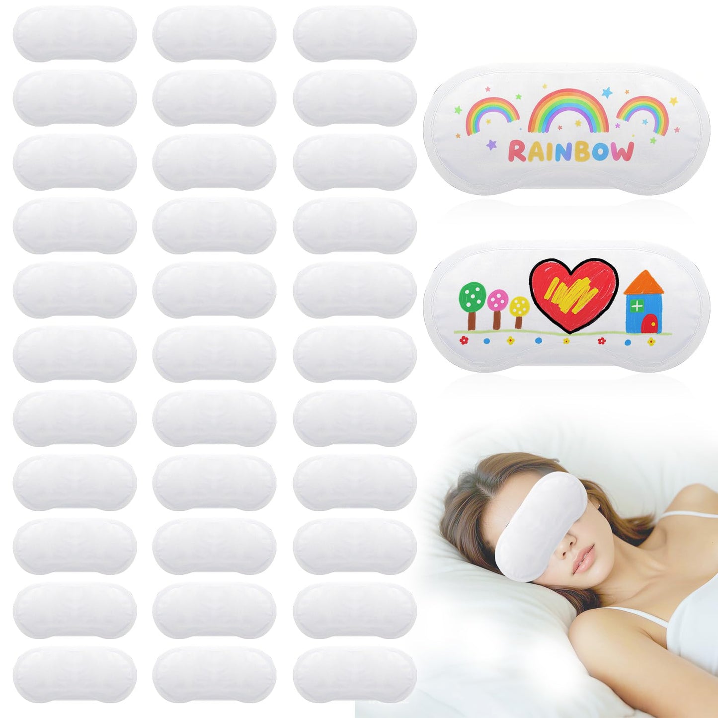40 Pcs Sublimation Eye Mask Blanks White Blindfolds for Party Games, DIY Sleeping Mask Bulk Soft Shade Blind Folds for Team Building Sleep Masks Bulk