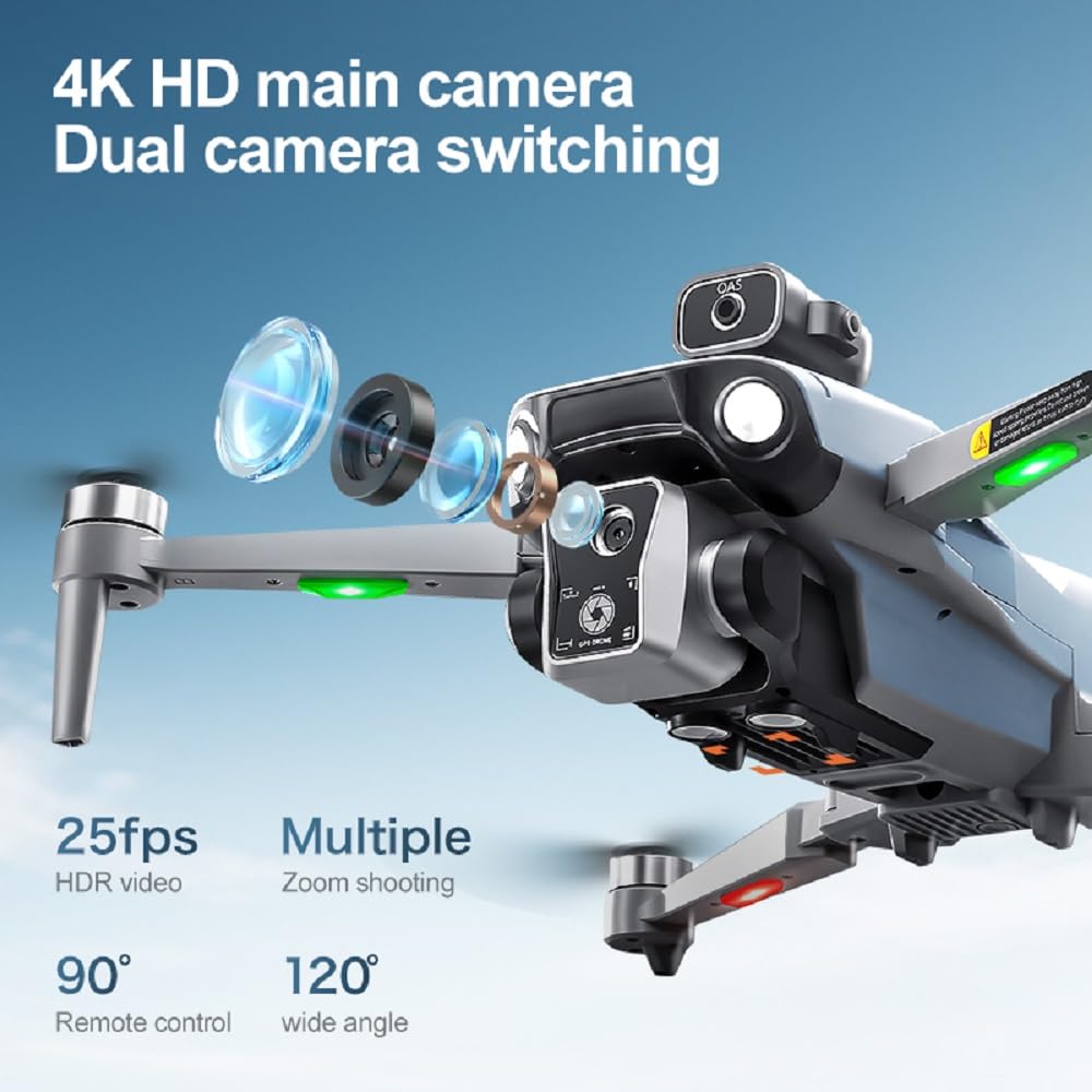 K19 GPS Drone with 4.5-inch Screen Controller with SD card, Unmanned Aerial Vehicle Airdrop, Brushless Motor, Optical Flow Localization, Active Obstacle Avoidance, 2 batteries.