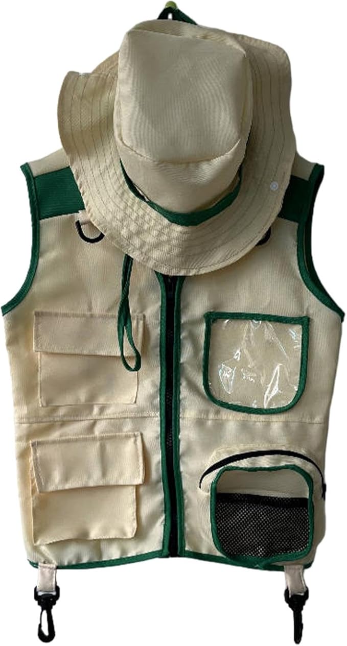 Menolana Kids Explorer Kits Fishing Vest Dress up Role Play Accessories Outdoor Adventure Vest Jungle Vest for Kids Age 3-...