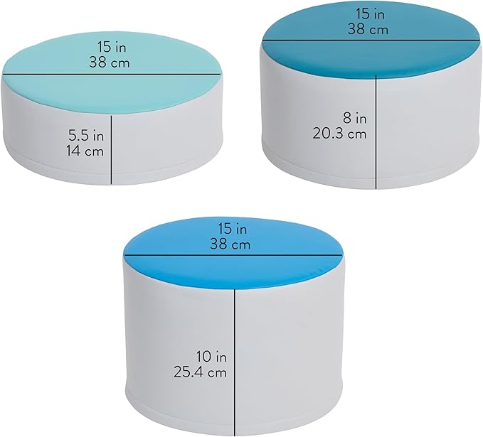 Back2School Express Round Two-Tone Ottomans, Flexible Seating, Contemporary, 3-Piece