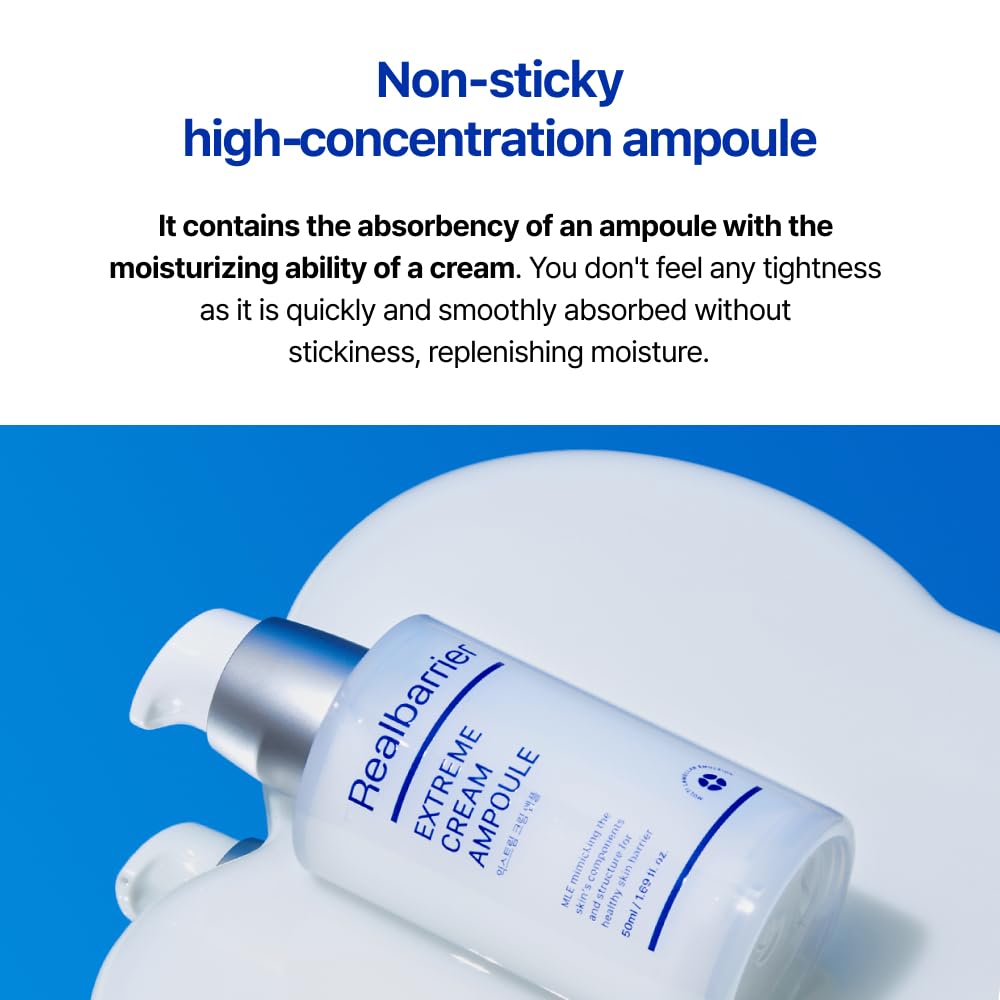 Real Barrier | Extreme Cream Ampoule | Face Serum for Dry Skin | Skin Barrier Repair & Strengthening Facial Serum | Moisturizing Skin Care for Sensitive Skin | Korean Skin Care | 1.96 fl oz (50ml)