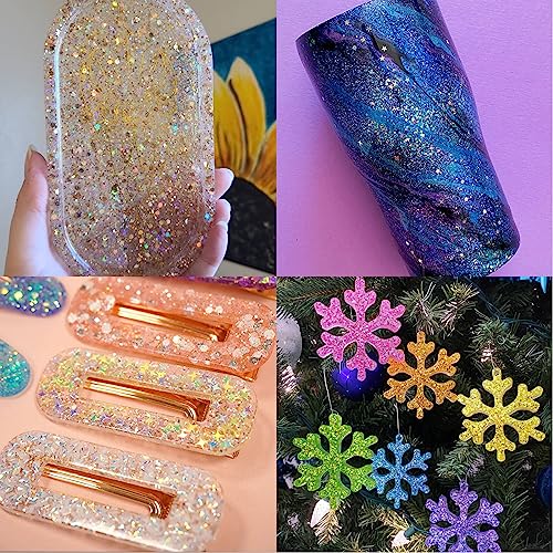 Holographic Chunky and Fine Glitter Mix, 45 Colors Craft Glitter for Epoxy Resin Arts, Iridescent Nail Glitter, Cosmetic E...