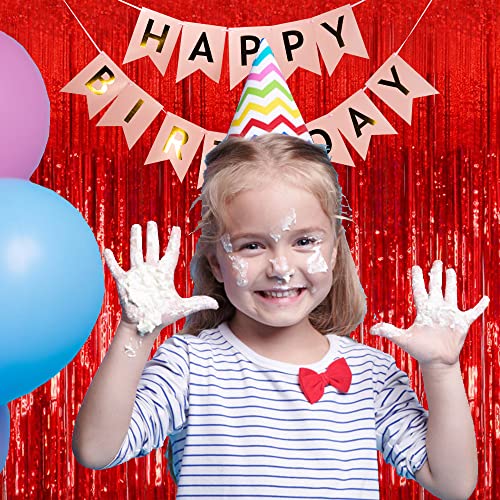 2 Pack Red Streamers Party Backdrop Christmas Decorations Foil Fringe Backdrop Curtains Carnival Casino Theme Birthday New...