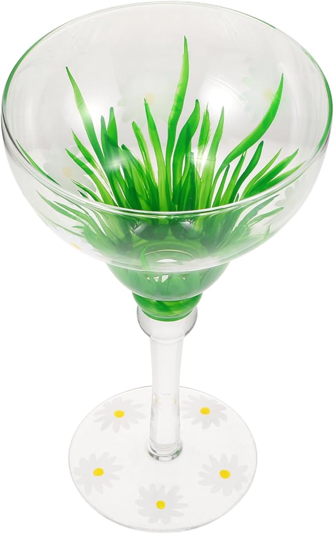 GLEAVI Hand-painted Daisy Margarita Glasses, Delicate Cocktail Wine Cups, Crystal Glassware for Party Supplies, Wear-resis...