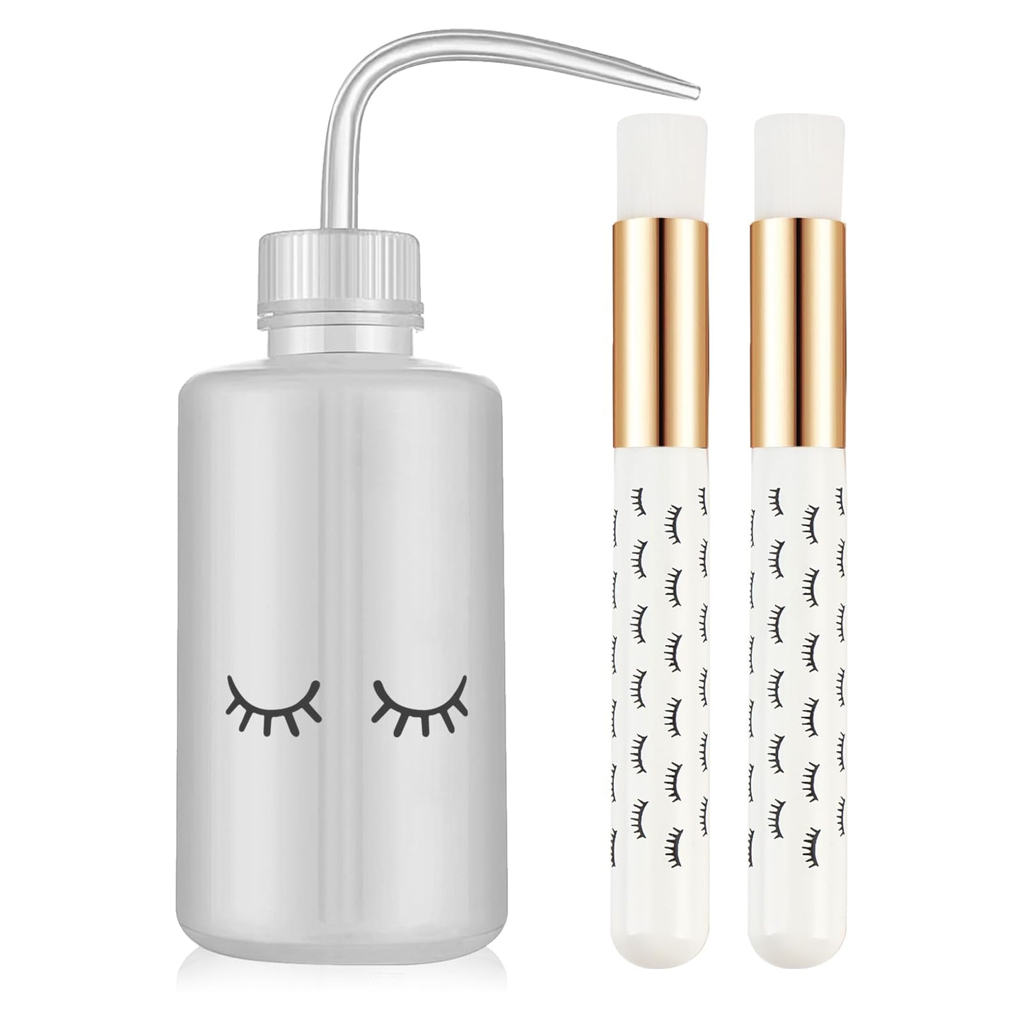 Mekupeu 3 PCS Lash Shampoo Brush Sets with 1pcs 250 ML Plastic Satety Lash Tatoo Wash Bottles 2PCS Nose Blackhead Facial Cleanin