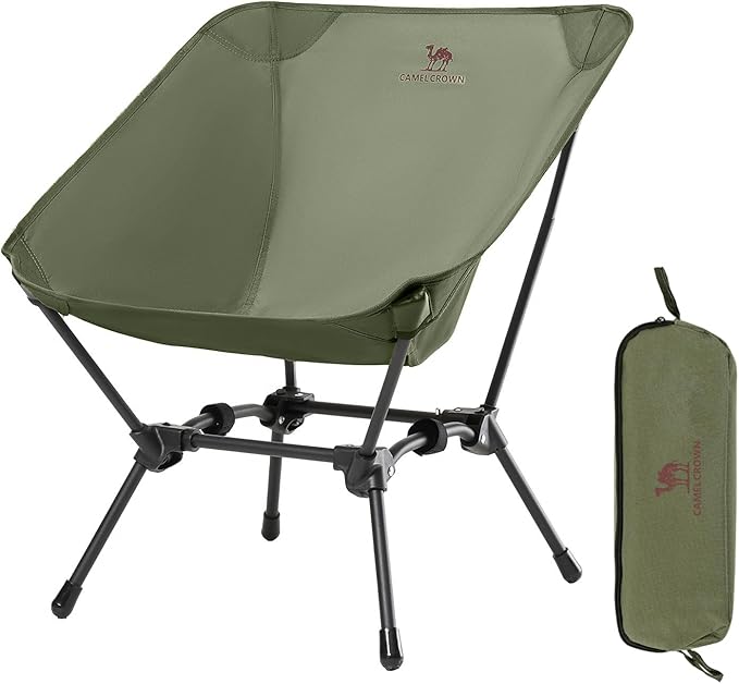 CAMEL CROWN Folding Camping Chair, Lightweight Portable Compact Lawn Chair with Side Pocket for Outdoor Travel Beach Picni...