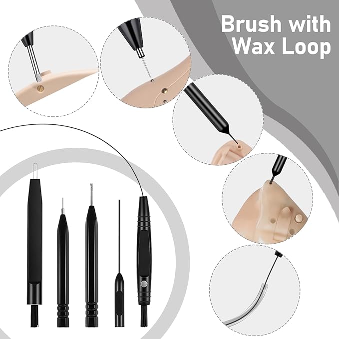 Hearing Aid Cleaning Kit 13 Pcs Hearing Aid Cleaner Black Hearing Aid Cleaning Tools,Hearing Aids Cleaning Kit Includes Hearing Aid Cleaning Brush,Magnifier,Ventilation Rod,Screwdriver,Storage Bag