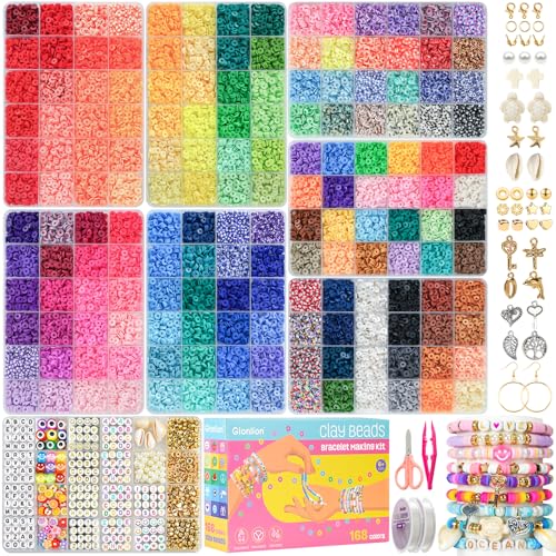 Gionlion 30,000 Pcs Clay Beads Bracelet Making Kit, 168 Colors 8 Boxes Flat Preppy Beads for Friendship Bracelets, Jewelry...