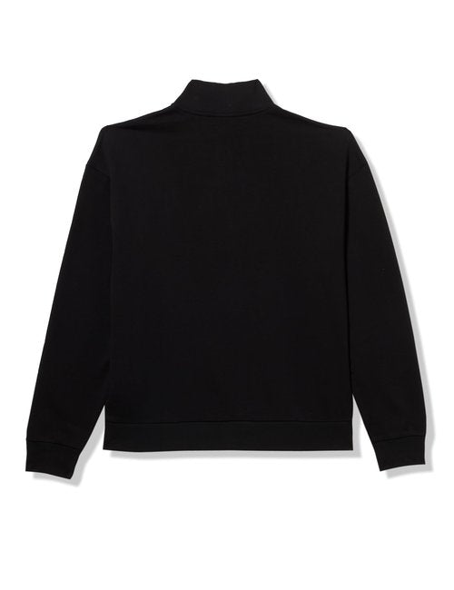 HUGO, Small Block Logo Cotton Quarter Zip Sweatshirt, Black Pepper, Small