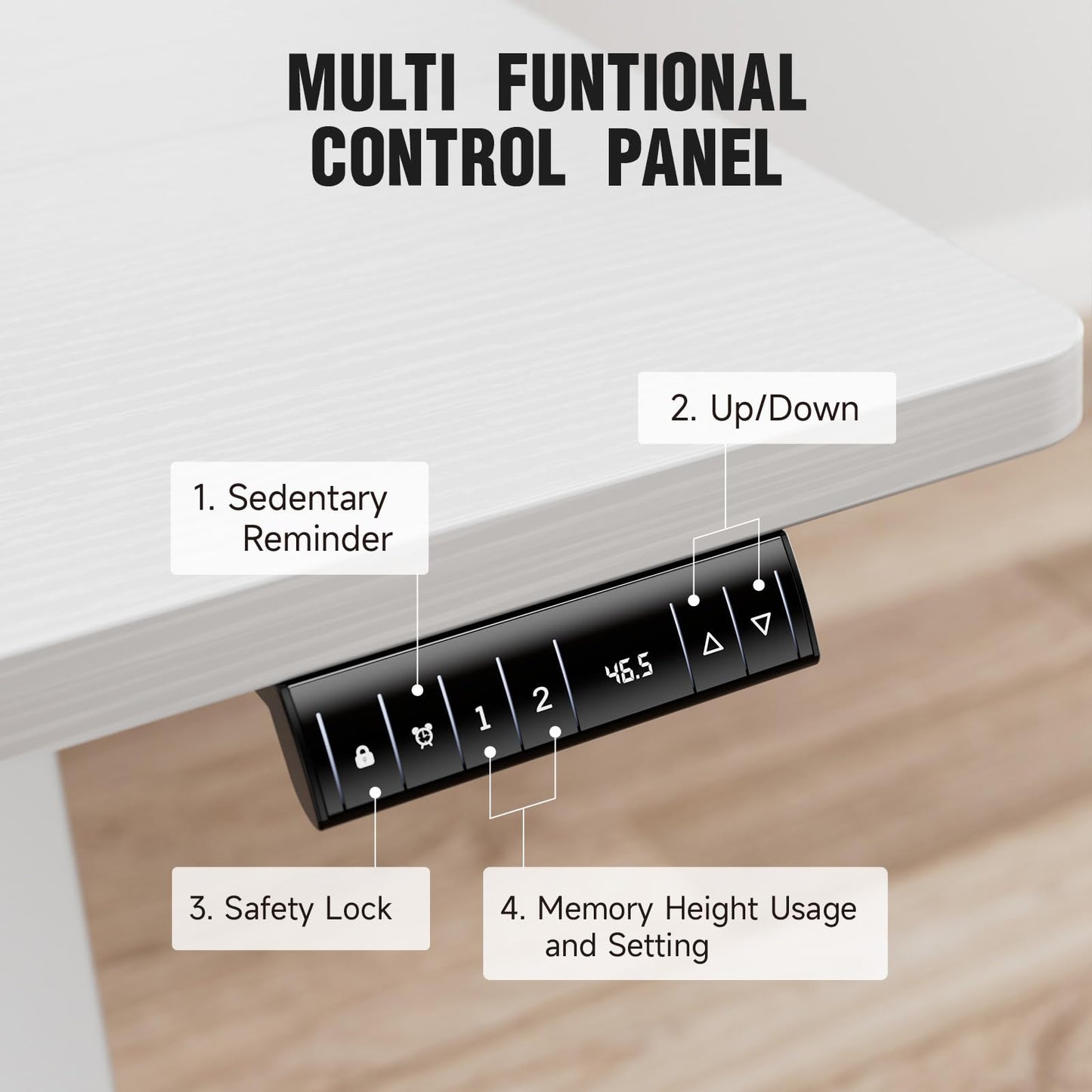 Veken 47.2 Inch Electric Standing Desk, Height Adjustable Sit Stand Up, Wood Desktop, Work Home Office Computer PC Desks, Gaming Writing Study Bedroom Rising Table, Tall Standup Workstation, White