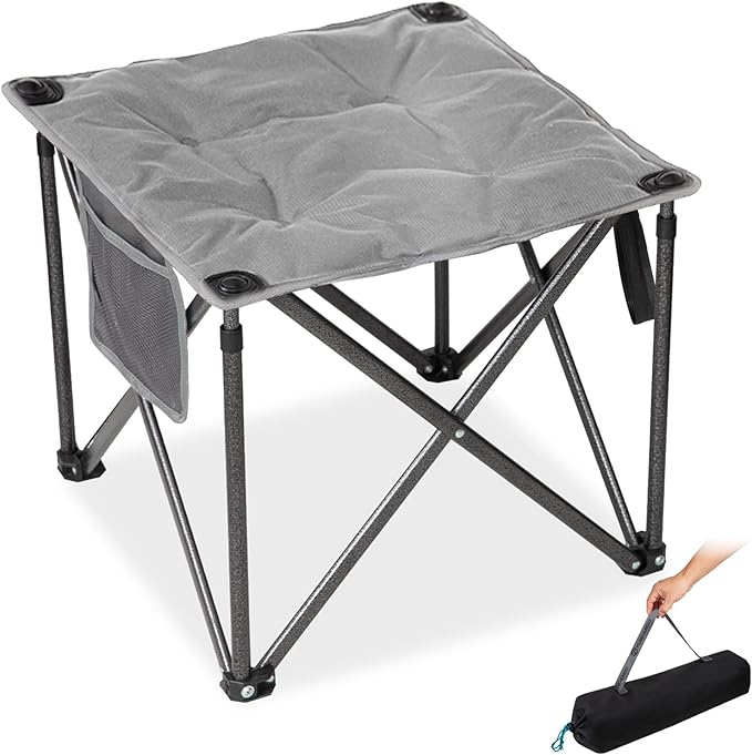 FUNDANGO Oversized Camping Stool for Adults,Thick Padded 18.1 Inch Folding Ottoman Foot Rest, 440 Lbs Heavy Duty Outdoor C...