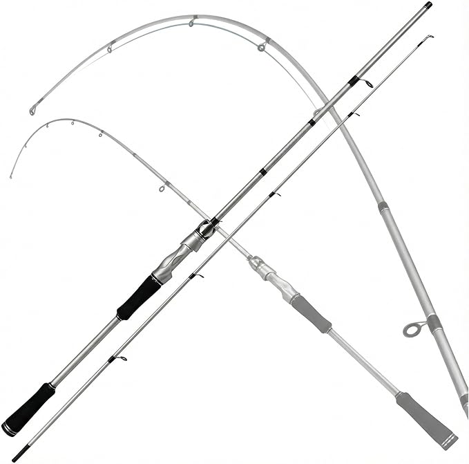 6ft Carbon Fiber Spinning Rod, 2-Piece Medium-Light Fishing Pole with Fast Action, Sensitive & Portable Lure Rod for Bass,...