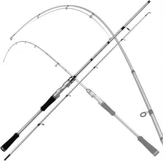 6ft Carbon Fiber Spinning Rod, 2-Piece Medium-Light Fishing Pole with Fast Action, Sensitive & Portable Lure Rod for Bass,...