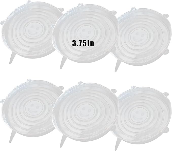 6 Pcs Silicone Stretch Lids Reusable and Durable Silicone Container Covers for Food Storage Expandable Bowl Covers Dishwasher & Freezer Safe (3.75in)