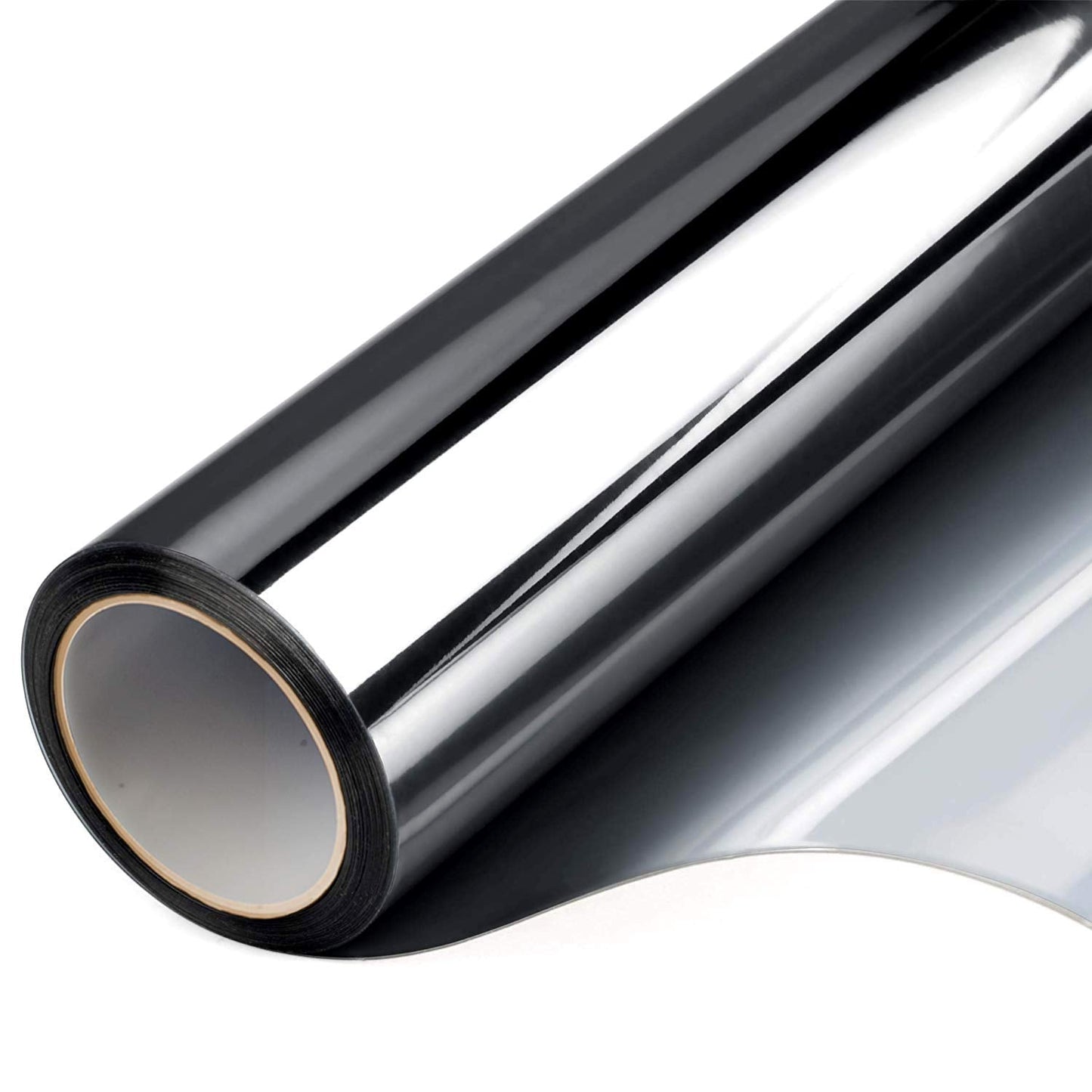 Filmgoo One Way Privacy Film, Window Tint for Home, Mirror Vinyl Roll Heat Control Anti UV Static Cling Sliding Door Coverings No Glue Garage Solar Paper (Black Silver,17.5 Inch X 94.48 Inch)