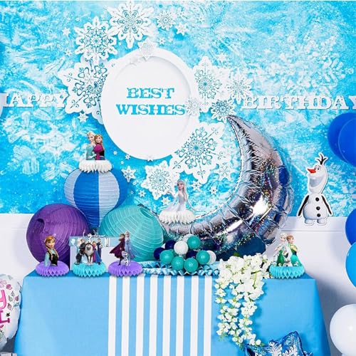 7 Pcs Cute Party Supplies, Cartoon Birthday Party Decorations, Blue Honeycomb Centerpieces for Table