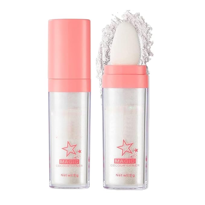Glitter Powder Highlighter Makeup, Body Brightens the Natural Three-Dimensional Face Blusher Fairy Highlight Patting Powde...