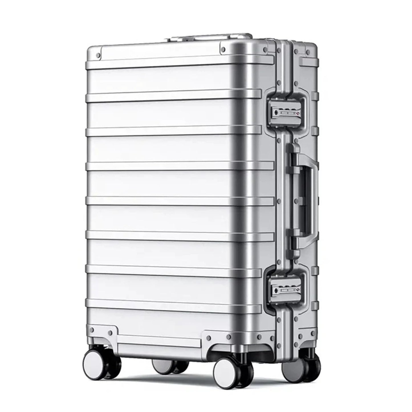 MUdson Trunk Aluminum Travel Luggage High End Fashion Trolley Suitcase Password Lock 20 Inch Boarding Box Luggage Durable (Color : Silver, Size : 29")