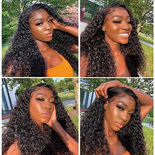 bangjazz Lace Front Wigs Human Hair Water Wave Wig 180% Density Brazilian Virgin Hair Pre Plucked with Baby Hair Wigs for Black Women Deep Water Wig 16 Inch Natural Color (16 Inch,Water Wave Wigs)