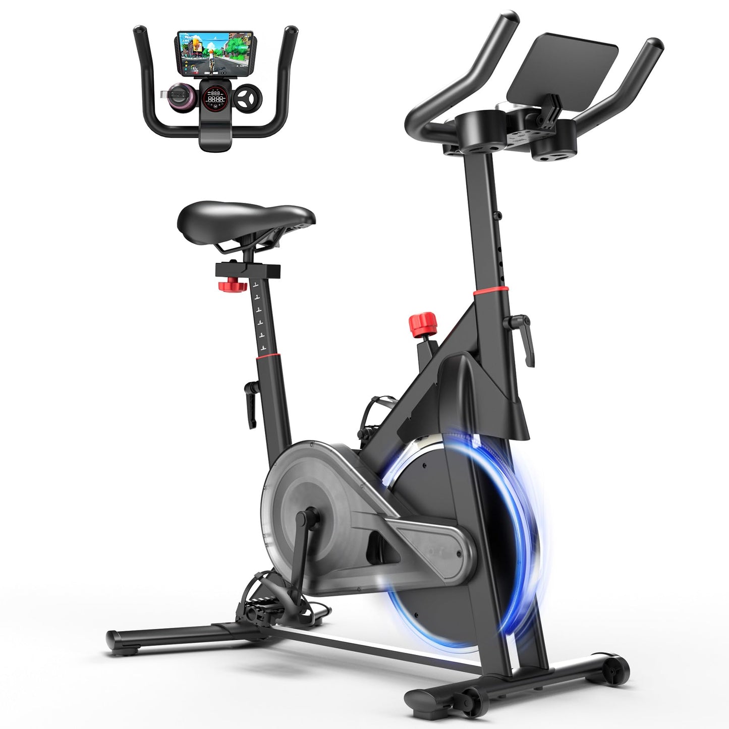 Lacuffy Indoor Cycling Bike - 32-Level Magnetic Resistance Stationary Exercise Bike with Adjustable Seat & Handlebars, Silent Belt Drive for Home Cardio (Fits Users 5'1" to 5'11", 300lbs Capacity)