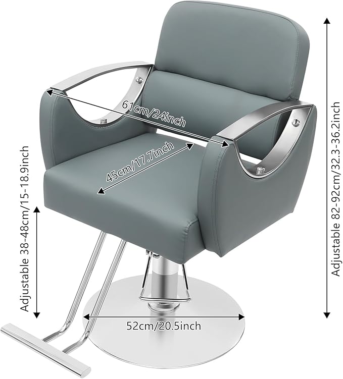 Barber Chair Salon Chair for Hair Stylist Adjustable Hydraulic Styling Chair with 360 Degrees Rolling Swivel for Salon Barbershop Tattoo Shampoo Beauty Equipment (Haze Blue)