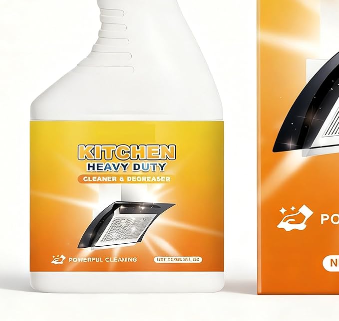 Kitchen Cleaner - 8fl.oz Foam Heavy Duty Degreaser, Spray Nozzle Waterless Grease Cleaner for Kitchen, Oven, Stove, Counter, Cabinet, Glass, Sink, Wall, Fast Acting and Easy to Use