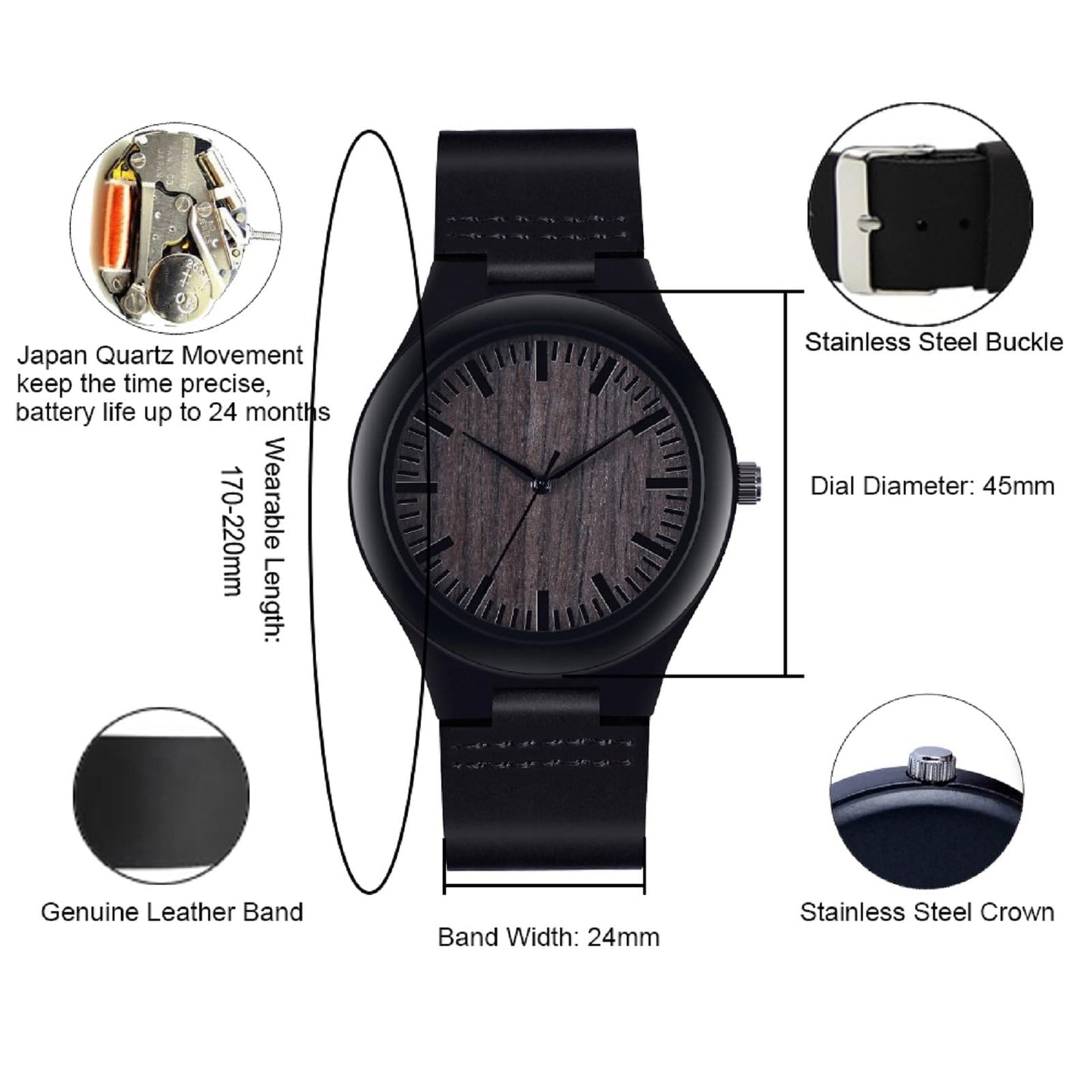 UMIPHIMAT Engraved Wooden Watches for Husband - Wood Watches for Men, Personalized Engraved Gifts for Him Wedding Anniversary Birthday Valentines Day Gifts