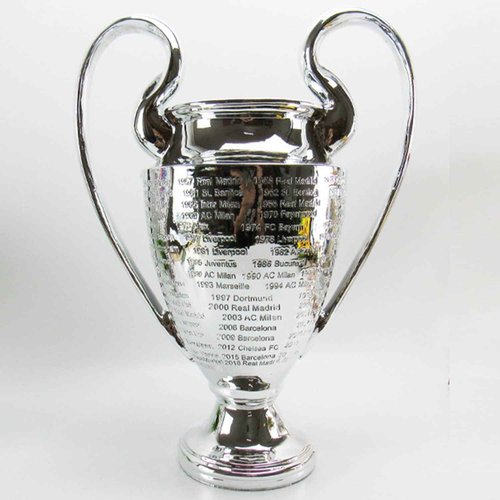 Emaraxy Champions Trophy, 12.6 Inch Sports League Cup, Soccer Trophy with Resin Replica for Electroplating Process, Soccer Sports League Cup with Ribbon for Room Decorations and Fan Gift