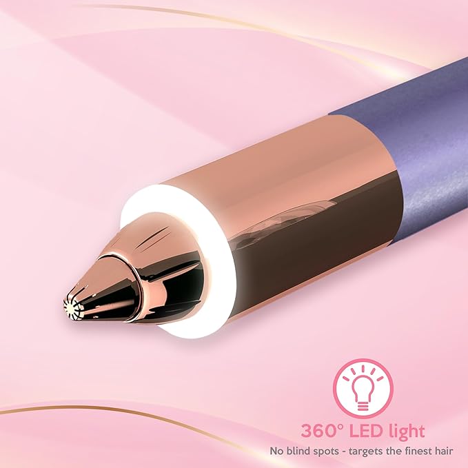 Eyebrow Hair Remover for Women | 18K Gold-Plated Head | 360° LED Light Portable Painless Electric Epilator·
