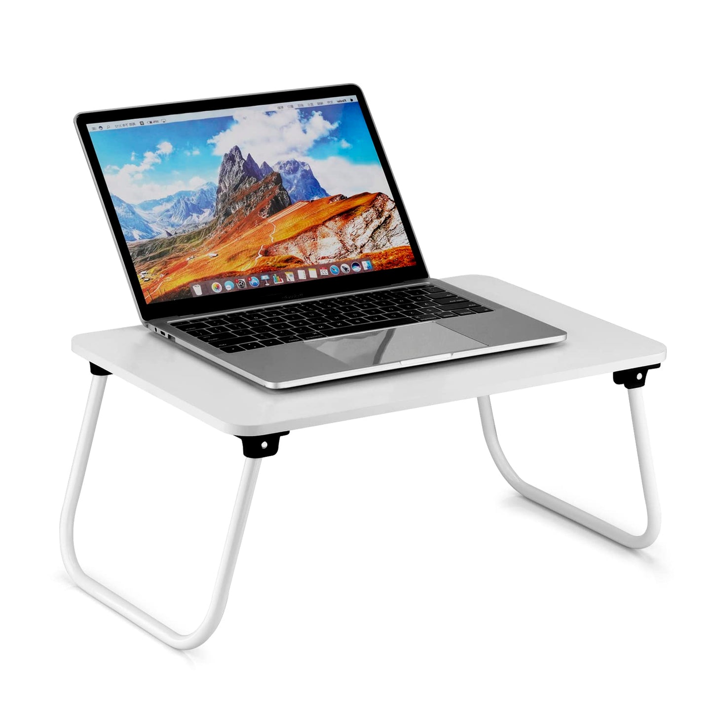 Folding Lap Desk, Ruxury Laptop Stand Bed Desk Table Tray, Breakfast Serving Tray, Portable & Lightweight Mini Table for Sofa Couch Floor - White