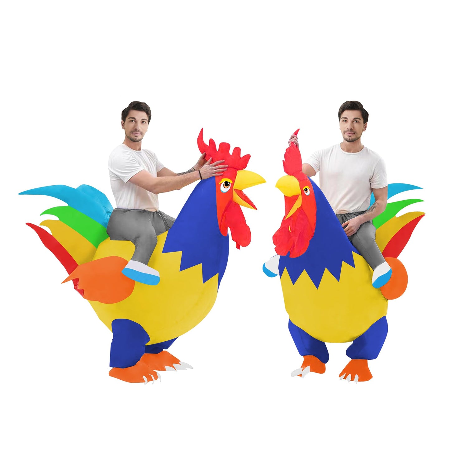 DeHasion 2 Packs Fancy Dress Inflatable Rooster Costume Adult Blow-up Outfit for Adult/Halloween/Canival (Rooster*2)