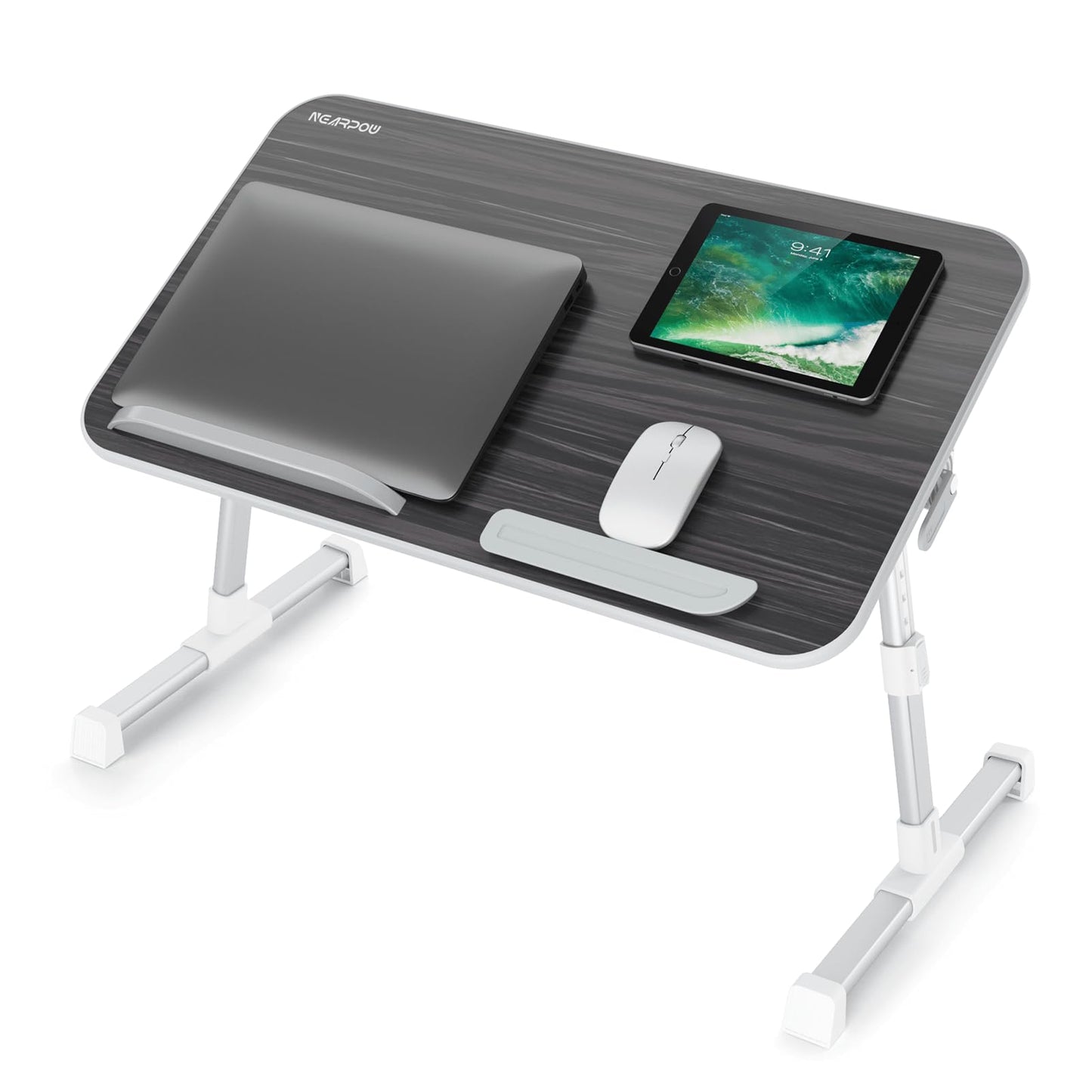 Laptop Bed Tray Table, Nearpow (Larger Size) Adjustable Laptop Bed Stand, Portable Standing Table with Foldable Legs, Foldable Lap Tablet Table for Sofa Couch Floor - Large Size