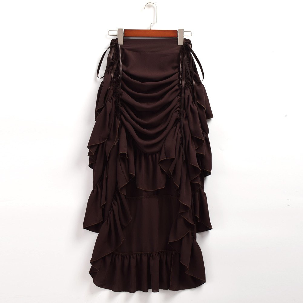 GRACEART Women's Victorian Steampunk Skirt - (Brown) Small
