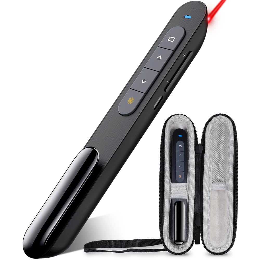 DinoFire Presentation Clicker with Case, Wireless Presenter Remote Powerpoint Clicker Storage Proective Bag