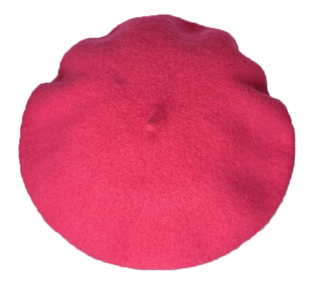 JOYHY Kids Girls Boys Solid Color Classic French Style Beret Beanie Hat Rose Red