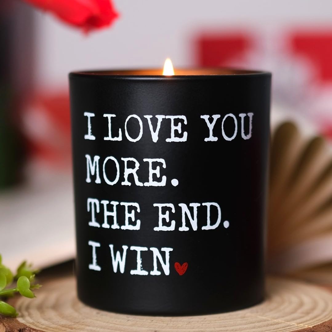 Anniversary Wedding Gifts for Women Men - I Win Long Lasting Vanilla Lavender Scented Candle 10 oz - Christmas Birthday Gifts for Him Her, Couple Gift for Boyfriend Girlfriend Husband Wife