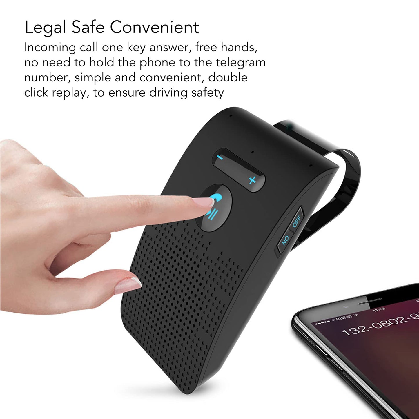 SP09 Handsfree Bluetooth Speaker for Cell Phone, in Car Speakerphone with Visor Clip, Motion Auto On, Connect 2 Phones, 10 Hours Talking Time, Car Visor Bluetooth Receiver for