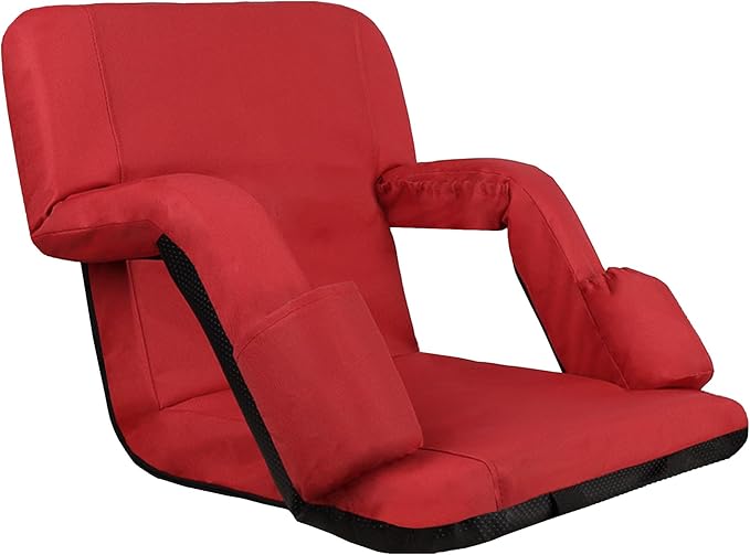 Anmiro Stadium Seats with Back Support Bleacher Chairs with Back and Extra Wide Cushion Thick Padded Bleacher Portable Reclining Seats for Football, Baseball and Basketball (Red, Small)
