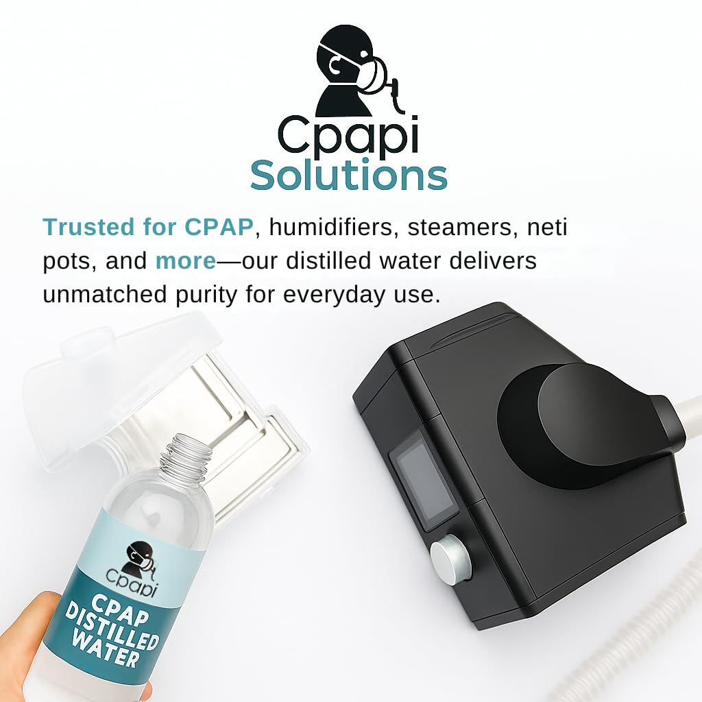 CPAPi Solutions Distilled Water CPAP – 6-Pack Travel Bottles (20 oz) – Steam Purified, Ozonated & Filtered – Made in USA – For All CPAP Machines & Humidifiers