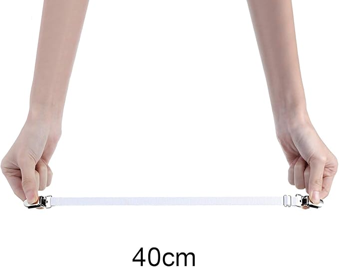 Boao 12 Pcs Bed Sheet Clips Straps Sheet Corner Straps Holder Adjustable Mattress Clips, Elastic Bed Grippers Suspender Fasteners Holder for Home(White,8-12 Inch Length)