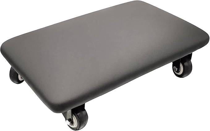 Btibpse Roller Seat 360 Degree Rotating Low Stool with Wheel Chair PU Leather Universal Swivel Wheels Stool for Home Office Fitness and Garage (Rectangle Black)