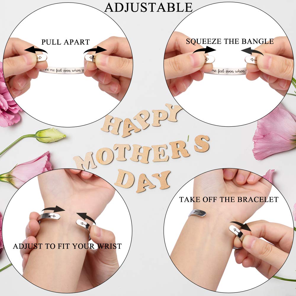 Btysun Gifts for Mom, Mother's Day Gifts for Mom Bracelets for Women Inspirational Gift for Moms from Son Cuff Bracelets Bangle
