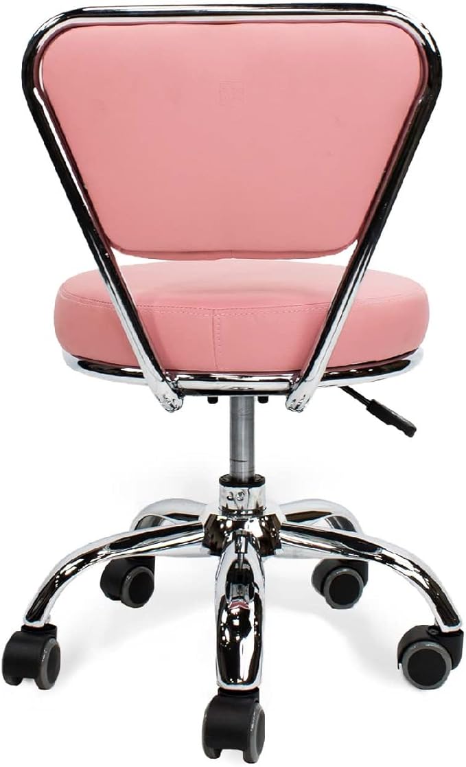 MAYAKOBA Dayton Garage Rolling Seat (Pink) Pneumatic, Short Stool with Adjustable Height 13"-15", Perfect for Garage Task, Home Cleaning, Bathroom Short Seat, Technician Task