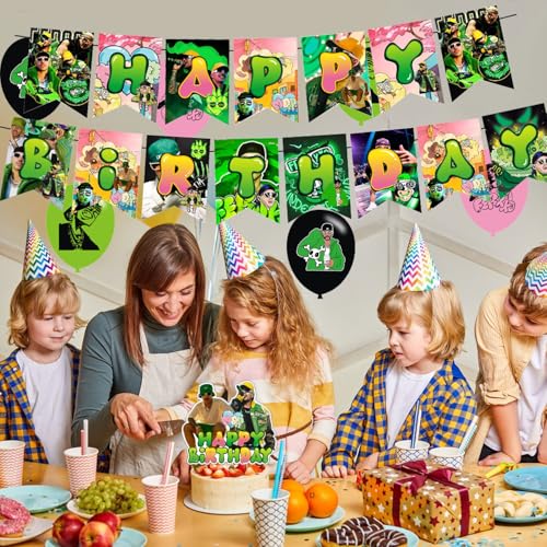 PINUO 𝓕𝓮𝓻𝔁𝔁𝓸 Birthday Party Supplies,Rapper Singer 𝓕𝓮𝓻𝔁𝔁𝓸 Party Decorations Includes Happy Birthday Banner,Cak...