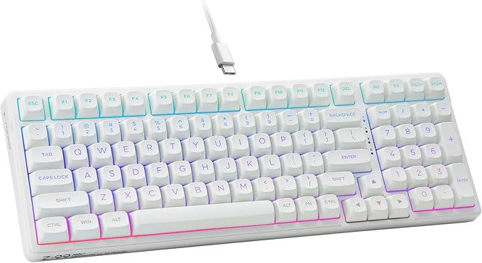E-Yooso Creamy Mechanical Keyboard Wired, Hot Swappable, Pre-lubed Linear Switches, Gasket Structure with Sound Dampening Foam, RGB Backlit, 99 Keys Custom Gaming Keyboard for PC/Mac,White