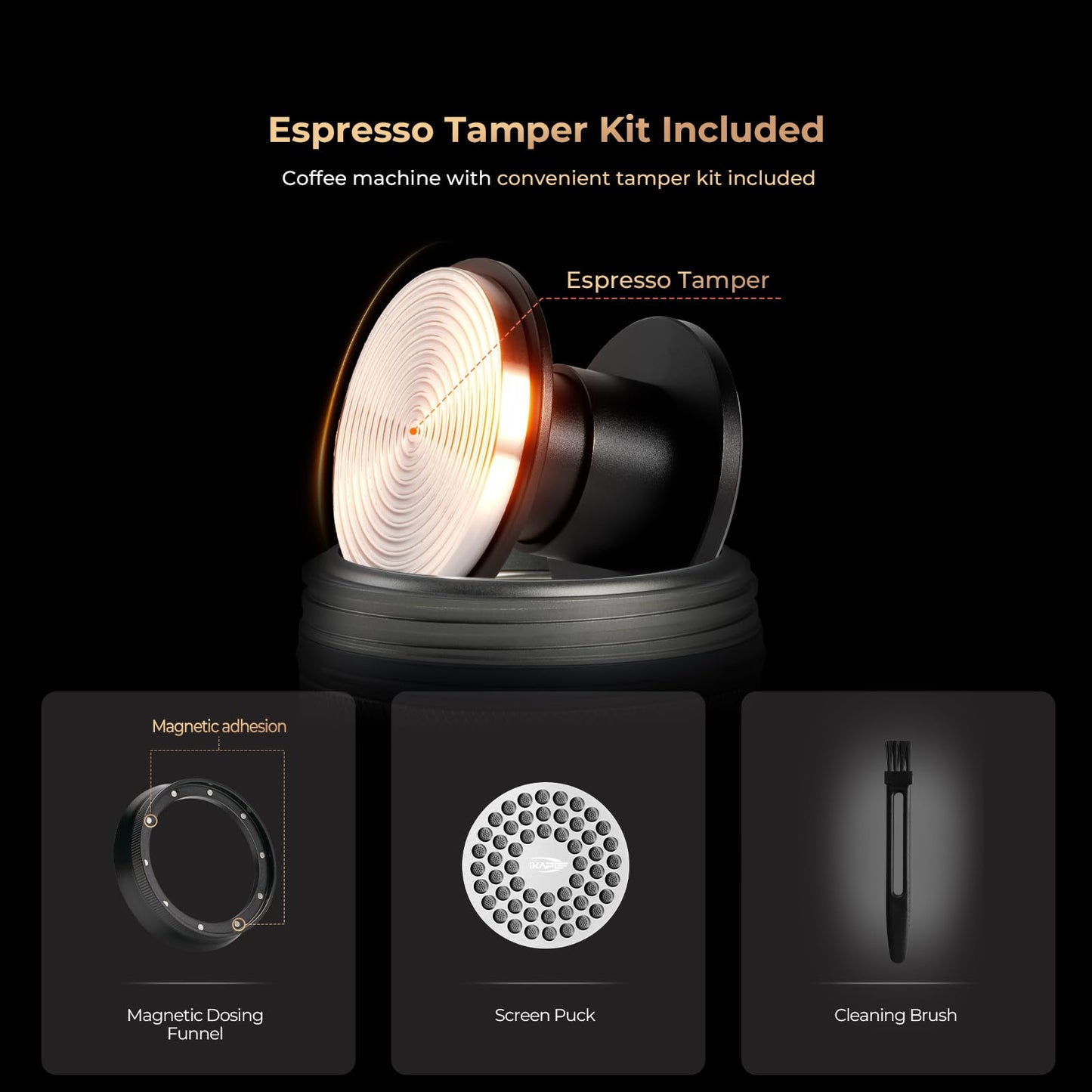 IKAPE Newly KAPO K2 Pro Portable Espresso Machine with Bl uetooth APP Connect & 58mm Bottomless Basket, Electric Coffee Maker 20 Bar Pressure, for Home, Travel, Camping