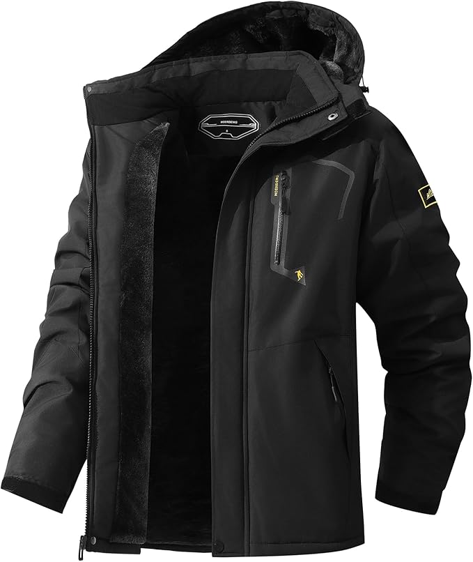 MAOYSSEN Men's Ski Jacket Warm Winter Snow Coat Waterproof Mountain Windbreaker Snowboarding Jacket Hooded for Hiking Traval