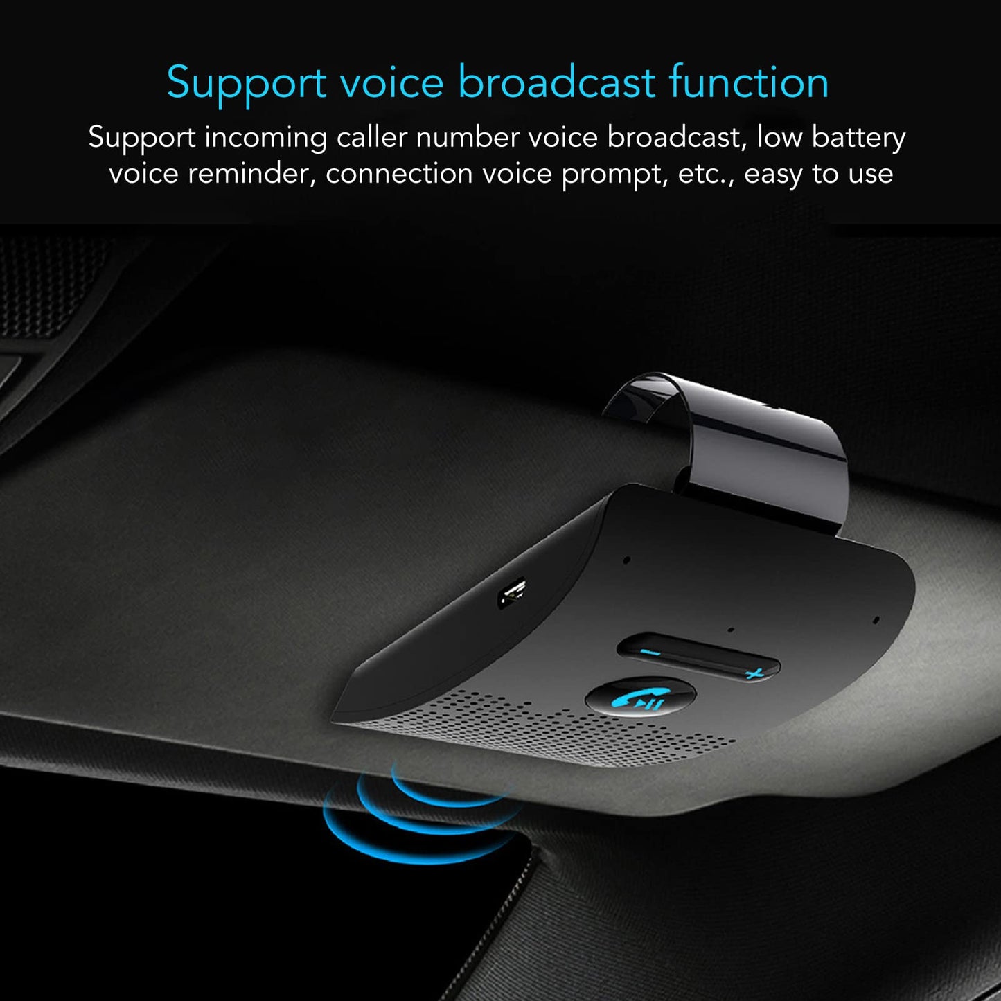 SP09 Handsfree Bluetooth Speaker for Cell Phone, in Car Speakerphone with Visor Clip, Motion Auto On, Connect 2 Phones, 10 Hours Talking Time, Car Visor Bluetooth Receiver for