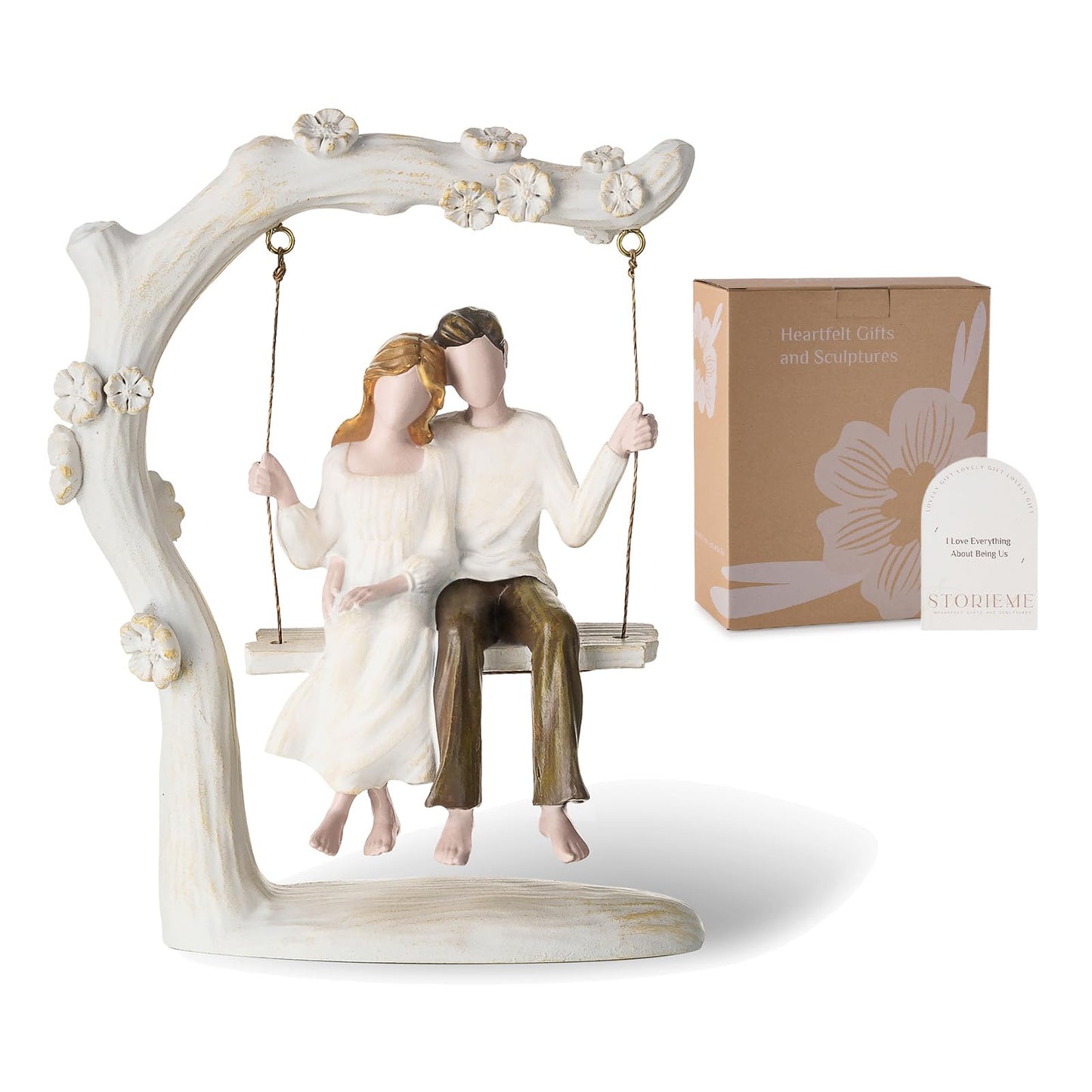 Storieme Anniversary Couple Gifts Figurine - Romantic in Love Statue Engagement Wedding Valentines Day Birthday Gitft for Her Girlfriend Wife Parents